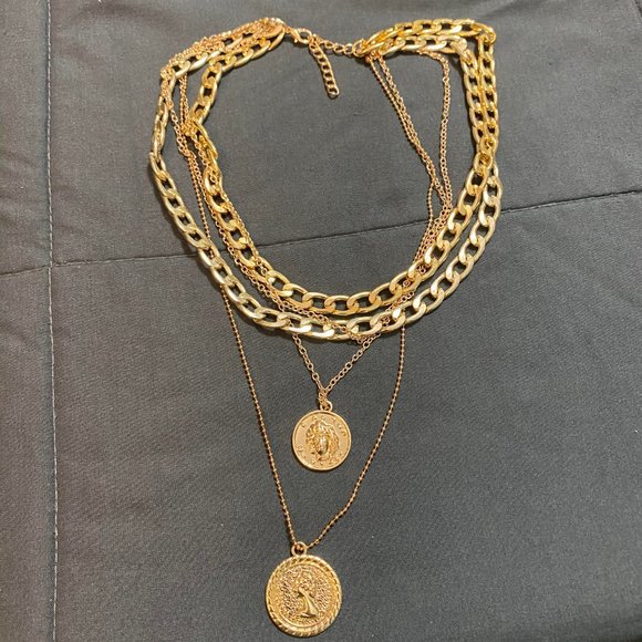 5 Necklace Double Pendant Chain Set - Picture 2 of 4